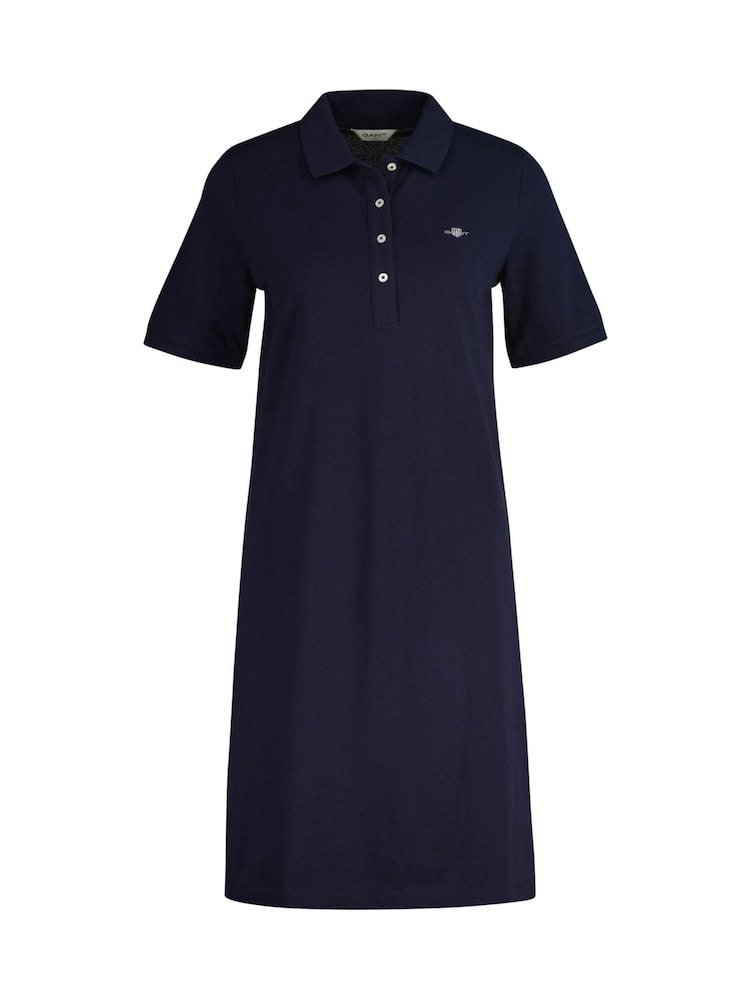 GANT Navy Shield Short Sleeve Pique 100% Cotton Polo Dress - Image 4 of 5
