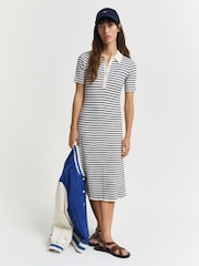GANT Navy Knitted Stripe Short Sleeve Dress - Image 1 of 7