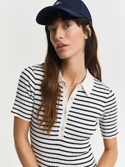 GANT Navy Knitted Stripe Short Sleeve Dress - Image 5 of 7