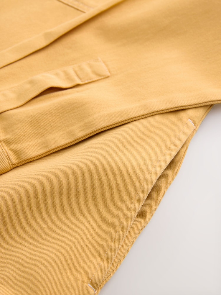 Yellow 100% Cotton Contrast Stitch Shacket Jacket - Image 10 of 11