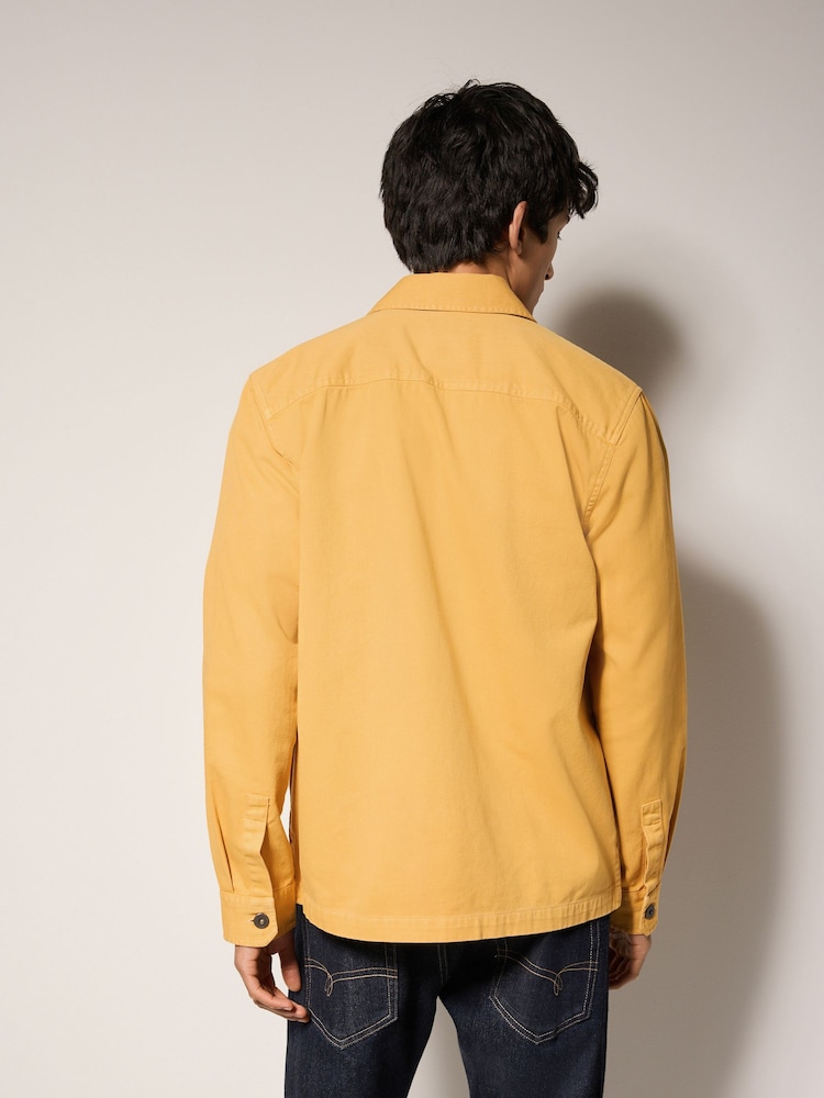 Yellow 100% Cotton Contrast Stitch Shacket Jacket - Image 3 of 11