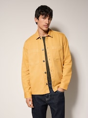 Yellow 100% Cotton Contrast Stitch Shacket Jacket - Image 4 of 11