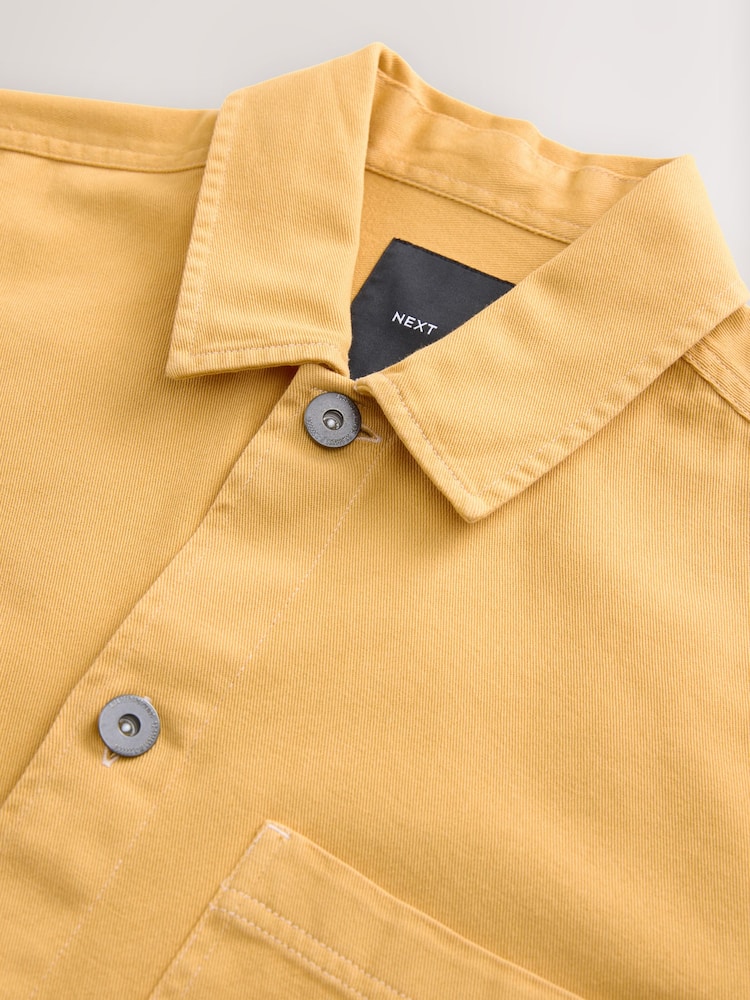 Yellow 100% Cotton Contrast Stitch Shacket Jacket - Image 9 of 11