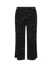 Yours Curve Black Sequin Wide Leg Trousers - Image 5 of 5
