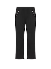 Yours Curve Black Scuba Button Wide Leg Trousers - Image 5 of 5