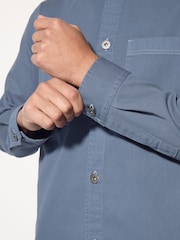 Blue 100% Cotton Contrast Stitch Shacket Jacket - Image 5 of 8