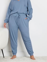 Yours Curve Blue Waffle Cuffed Joggers - Image 1 of 4
