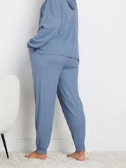 Yours Curve Blue Waffle Cuffed Joggers - Image 3 of 4