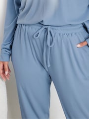 Yours Curve Blue Waffle Cuffed Joggers - Image 4 of 4