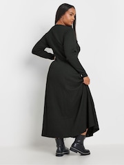 Yours Curve Black Textured Flared Maxi Dress - Image 3 of 5