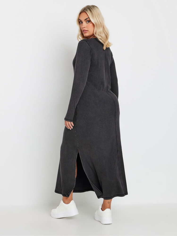 Yours Curve Grey Limited Collection Acid Wash Maxi Dress - Image 2 of 5