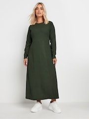 Yours Curve Green Textured Flared Maxi Dress - Image 2 of 5