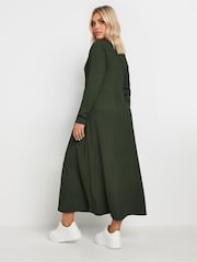 Yours Curve Green Textured Flared Maxi Dress - Image 3 of 5