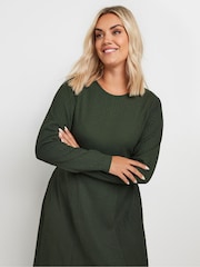 Yours Curve Green Textured Flared Maxi Dress - Image 4 of 5