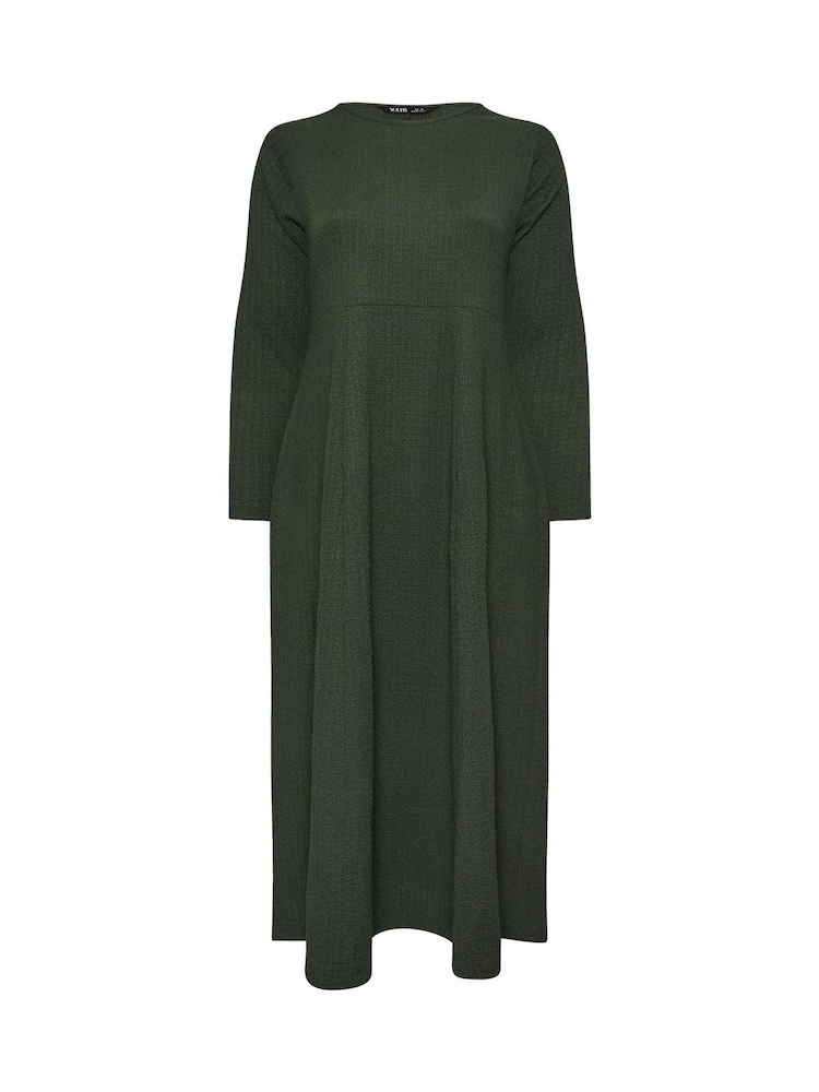Yours Curve Green Textured Flared Maxi Dress - Image 5 of 5