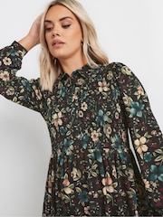 Yours Curve Black Floral Shirred Maxi Dress - Image 2 of 5