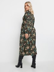 Yours Curve Black Floral Shirred Maxi Dress - Image 4 of 5