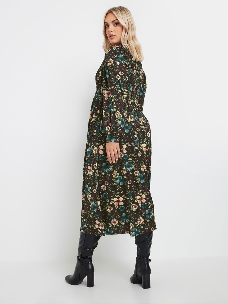 Buy Yours Curve Black Floral Shirred Maxi Dress from Next USA