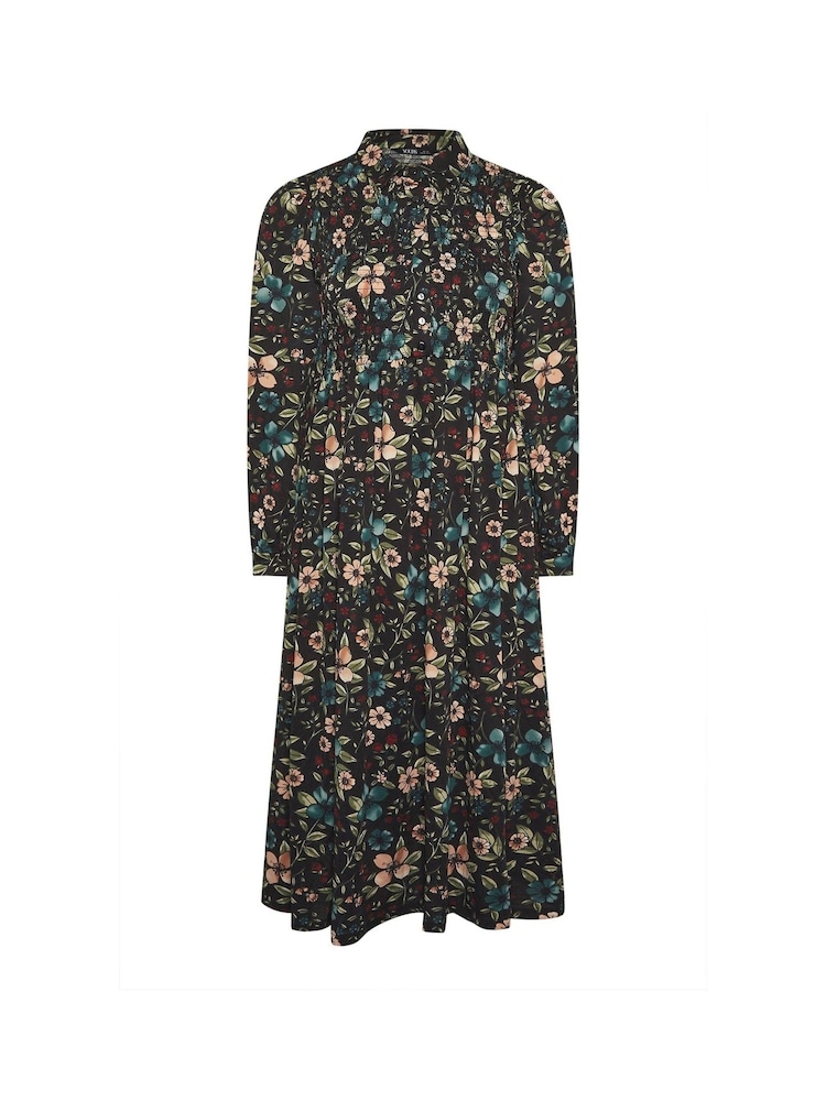 Yours Curve Black Floral Shirred Maxi Dress - Image 5 of 5