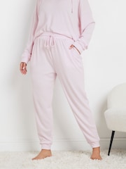 Yours Curve Pink Waffle Cuffed Joggers - Image 1 of 5