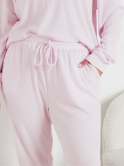 Yours Curve Pink Waffle Cuffed Joggers - Image 4 of 5