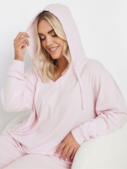 Yours Curve Pink Waffle Cropped Hoodie - Image 4 of 5