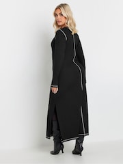 Yours Curve Black Long Sleeve Contrast Stitch Dress - Image 3 of 5
