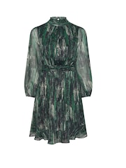 Yours Curve Green London Abstract Shirred Waist Collar Dress - Image 6 of 6