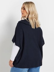 Yours Curve Blue Quarter Zip Short Sleeve Jumper - Image 2 of 10