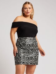 Yours Curve Gold London Animal Sequin Skirt - Image 1 of 5