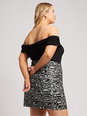 Yours Curve Gold London Animal Sequin Skirt - Image 3 of 5