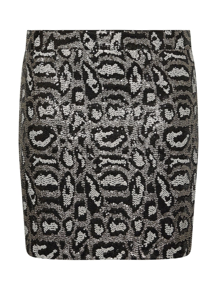 Yours Curve Gold London Animal Sequin Skirt - Image 5 of 5