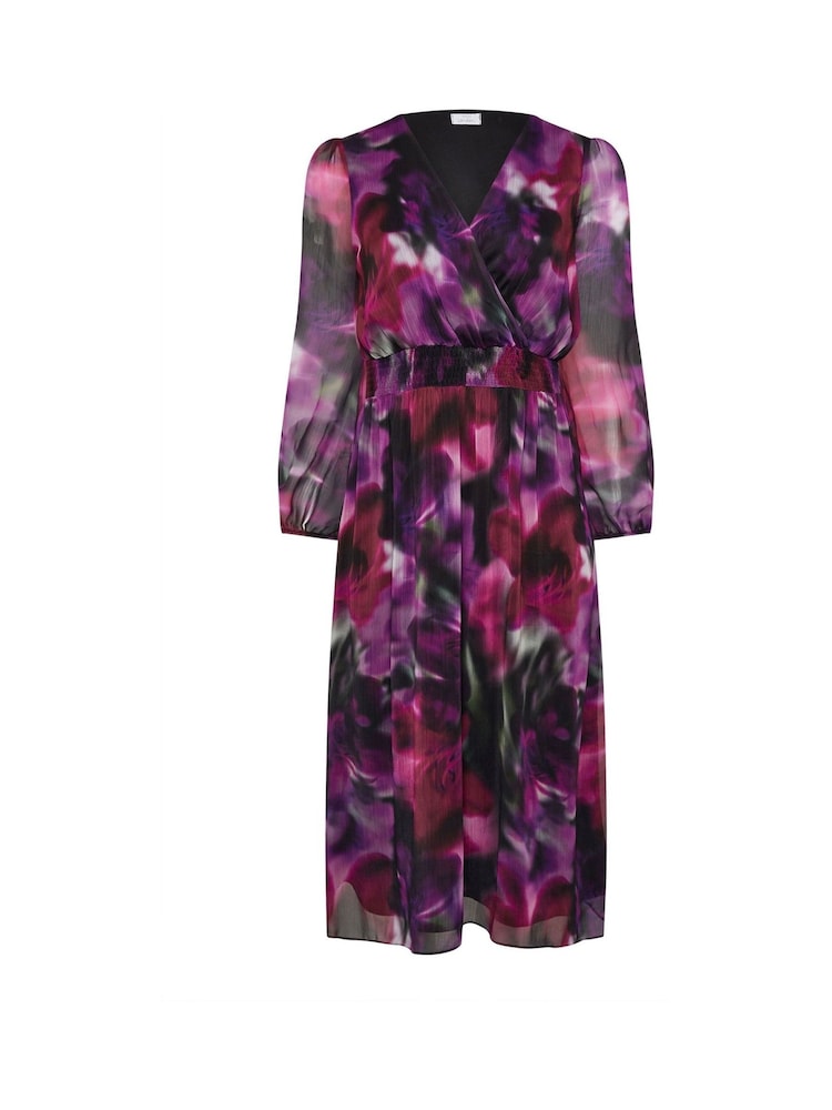 Yours Curve Pink London Blurred Floral Print Maxi Wrap Dress - Image 5 of 5