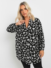 Yours Curve Black Textured Tunic - Image 1 of 5