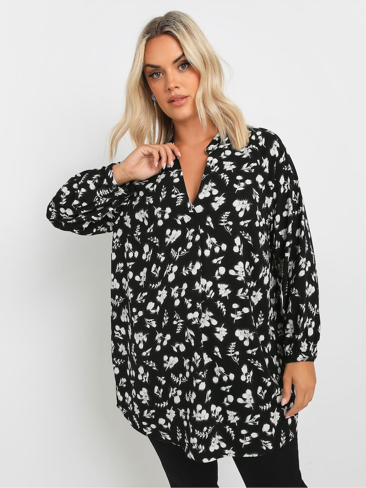Yours Curve Black Textured Tunic - Image 1 of 5