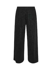 Yours Curve Black Metallic Stripe Wide Leg Trousers - Image 5 of 5