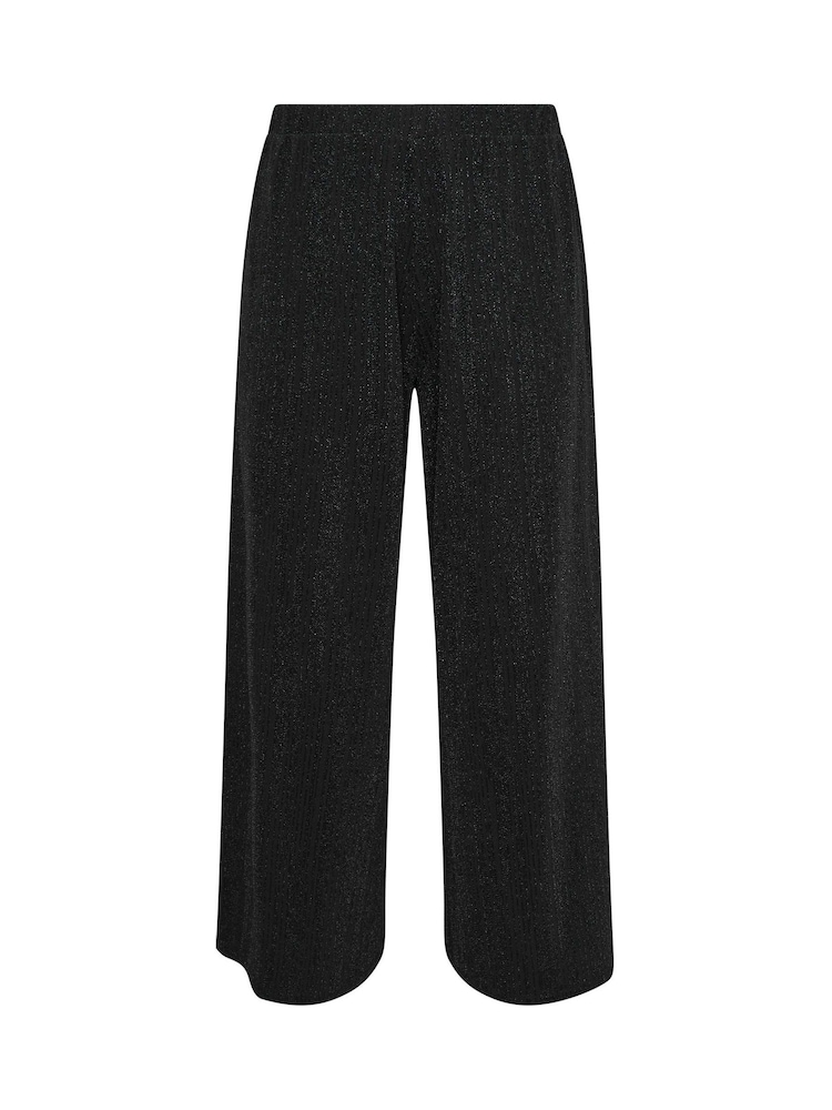 Yours Curve Black Metallic Stripe Wide Leg Trousers - Image 5 of 5