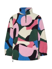 Yours Curve Pink Sherpa Borg Half Zip Jacket - Image 5 of 5