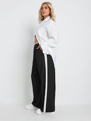 Yours Curve Black Side Stripe Wide Leg Trousers - Image 2 of 4