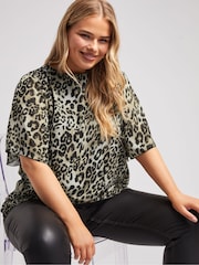 Yours Curve Natural London Flutter Sleeve Blouse - Image 1 of 5