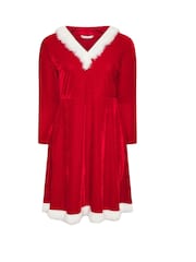 Yours Curve Red Velvet Santa Dress - Image 3 of 3