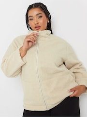 Yours Curve Cream Teddy Fleece Jacket - Image 1 of 5