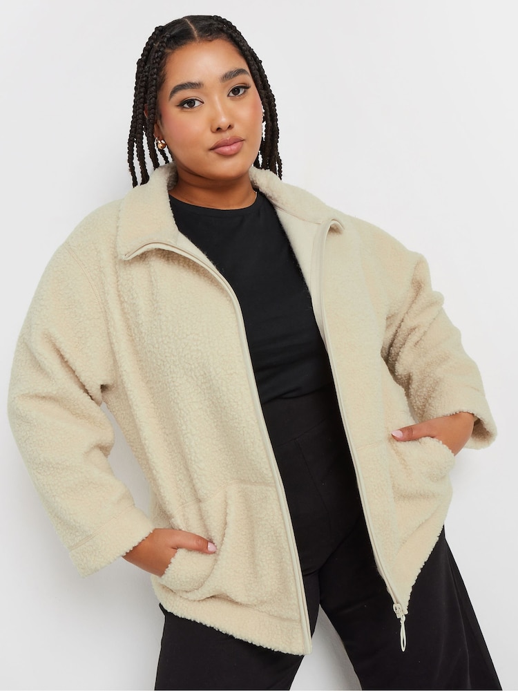 Yours Curve Cream Teddy Fleece Jacket - Image 2 of 5