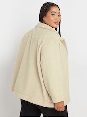 Yours Curve Cream Teddy Fleece Jacket - Image 4 of 5
