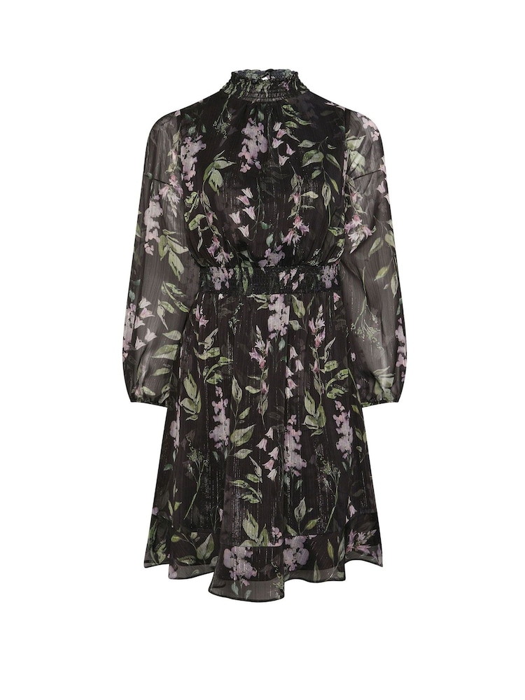 Vestido floral con cuello y cintura fruncida de Yours Curve London - Imagen 5 de 5 Vestido floral con cuello y cintura fruncida de Yours Curve London - Imagen 5 de 5