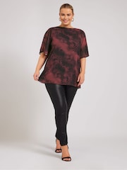 Yours Curve Red London Flutter Sleeve Blouse - Image 3 of 5