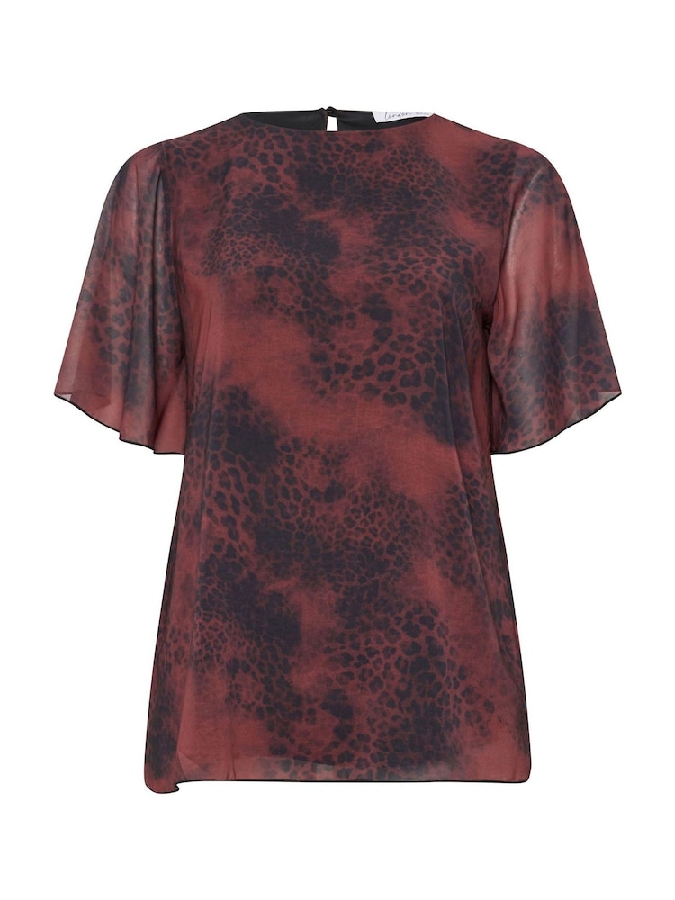 Yours Curve Red London Flutter Sleeve Blouse - Image 5 of 5