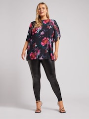 Yours Curve Black London Flutter Sleeve Blouse - Image 2 of 5