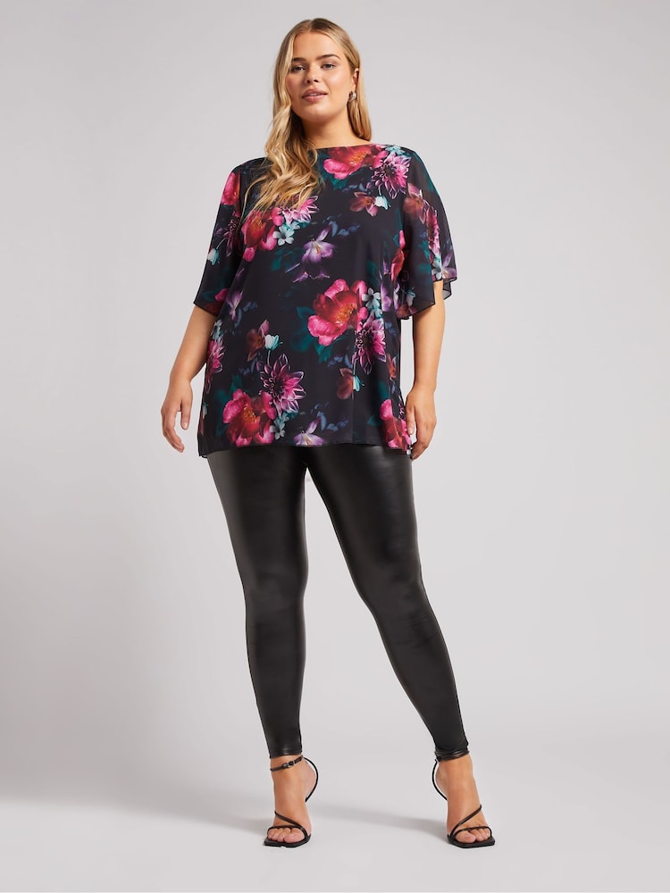 Yours Curve Black London Flutter Sleeve Blouse - Image 2 of 5