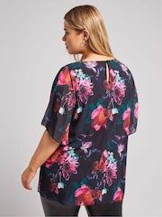 Yours Curve Black London Flutter Sleeve Blouse - Image 3 of 5